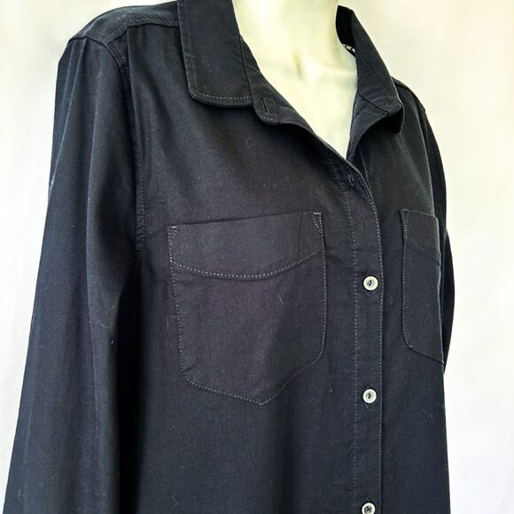 NWOT PrAna Yarrow Organic Cotton Hemp Blend Shirt Dress (XL) in Black - Picture 5 of 16